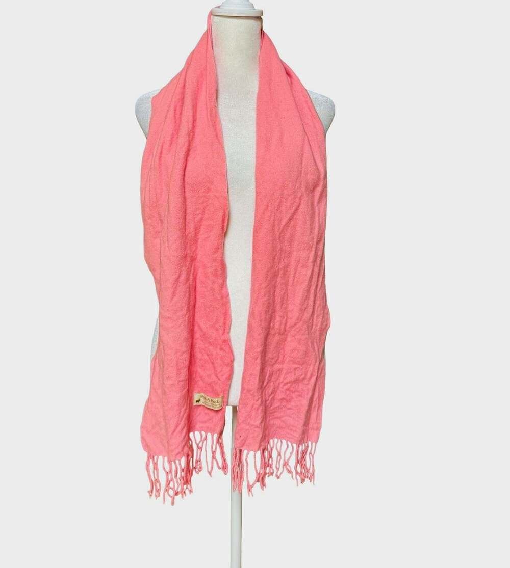 Peck & Peck 100% Cashmere Scarf Coral Pink Peach Fringe 60” x 9”
